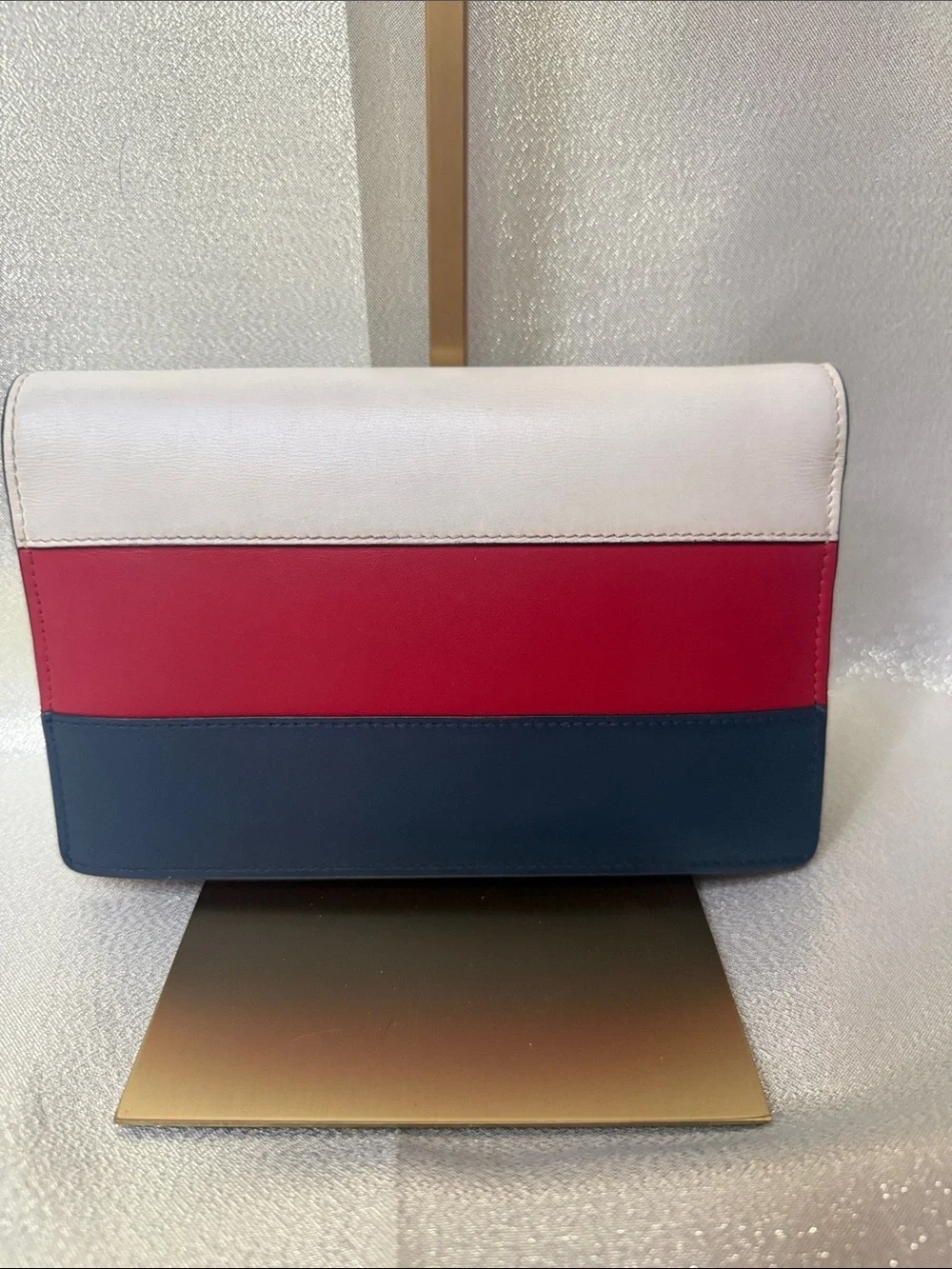 Gucci Cream Red Navy Queen Margaret Bee Flap Bag with Crossbody Chain